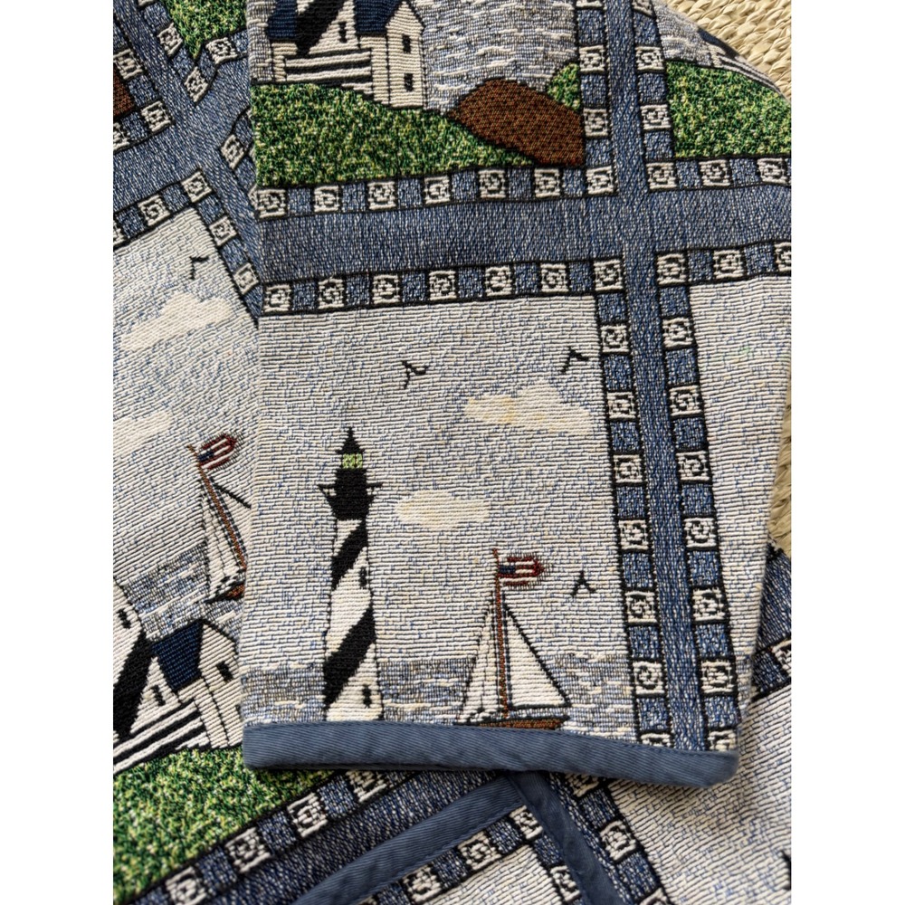 Blair Lighthouse Tapestry Jacket Womens 3XL Nautical Sailboat Woven Chore Coat - Picture 7 of 11
